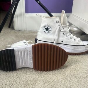 Converse White High-Tops with Unique Sole
